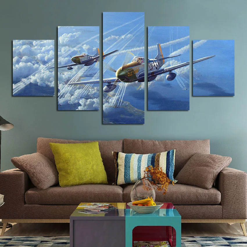 Canvas Painting Wall Art Nostalgia Vintage Fighter Decorative Home Decoration Living Room Sofa Background Wallpaper | Дом и сад