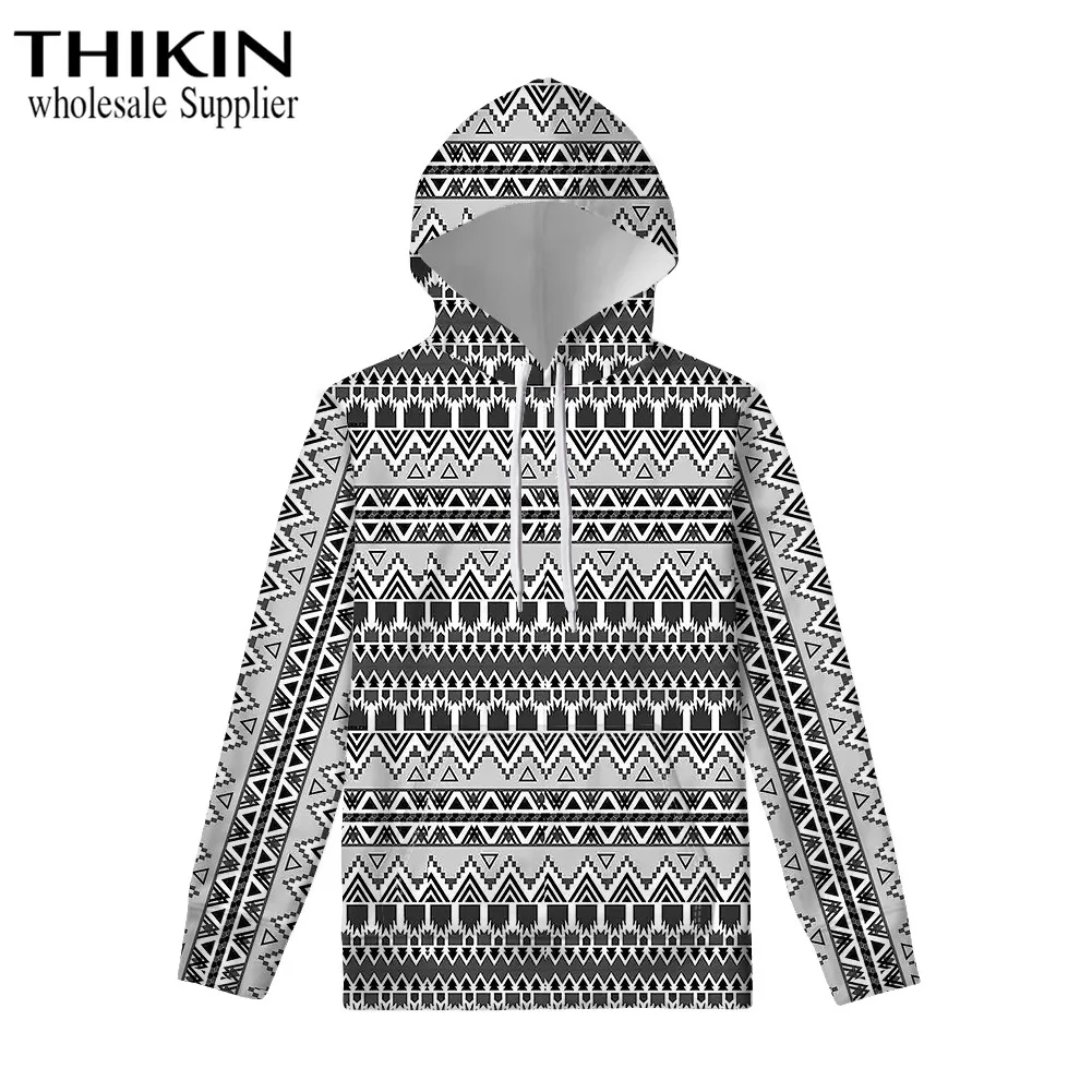 as picture THIKIN Boho этнический стиль дизайн модные толстовки женские Топы Зимняя одежда для девочек уличная одежда с принтом спортивный костюм с капюшоном - Цвет: as picture