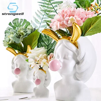 

Strongwell Nordic Ins Girl Flower Pot Modern Minimalist Creative Home Interior Decoration Green Plant Succulent Potted Cute Gift