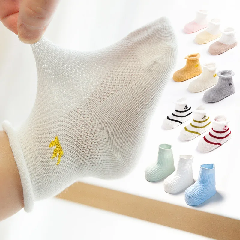 Summer Combed Cotton Mesh Thin Baby Socks 0-1-Year-Old Newborns Boneless Relent Baby Socks 0-3-Year-Old