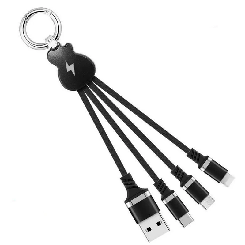 Красивая гитара Мульти 3 в 1 Usb кабель гитара дизайн брелок синхронизации данных Линия для samsung Iphone Android черный