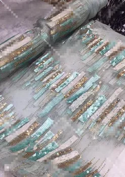 

5 yards SYJ-105117 beautiful embroidered tulle lace fabric for bridal dress with sequins