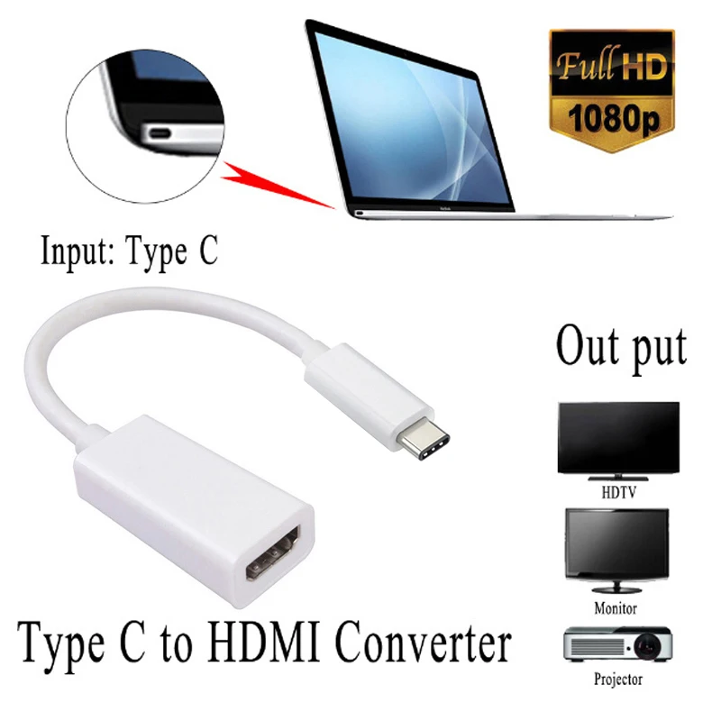 Кабель HDMI Type C адаптер видео конвертер для MacBook Huawei P20 P30 P40 Pro Samsung S20 S10 S9 S8 LG G5