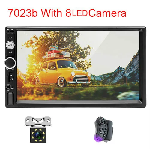 7023B 8 LED Camera 2 Din автомагнитола " дюймовый сенсорный экран Авто Bluetooth стерео Мультимедийный плеер авторадио USB/SD/LINK Поддержка камеры заднего вида - Цвет: 7023B 8 LED Camera