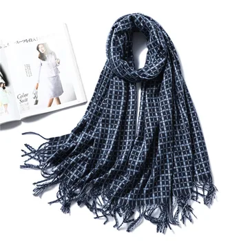 

2019 New Winter Cashmere Scarf Female Lattice Shawl Bandana Cachecol Hijab Women Pashmina Foulard Scarfs Poncho Bandanas