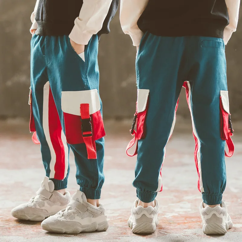 

Kids Pants Baby Boys Casual Pants 8 10 12 Year Children Pants Pocket Spliced Boys Sport Trousers Boys Cargo Pants 2019 Spring