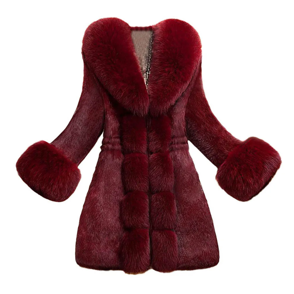 Women Faux Fur Coat Elegant Thick Warm Fashion Outerwear Long Fake Fur Jackets Soft Coats chaquetas mujer шуба дубленка#30