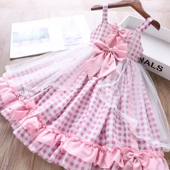 

2020 Summer Girls Big Bow Plaid Dress Children's Clothing Wholesale