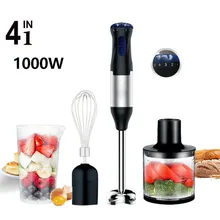 

Blender 4 in 1 high power 1000 watt immersion hand blender blender including chopper and smoothie cup stainless steel ice blade