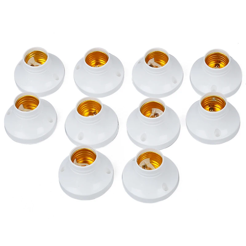 AMS-10pcs E27 Socket Plastic Light Lamp Holder Base AC250V 6A