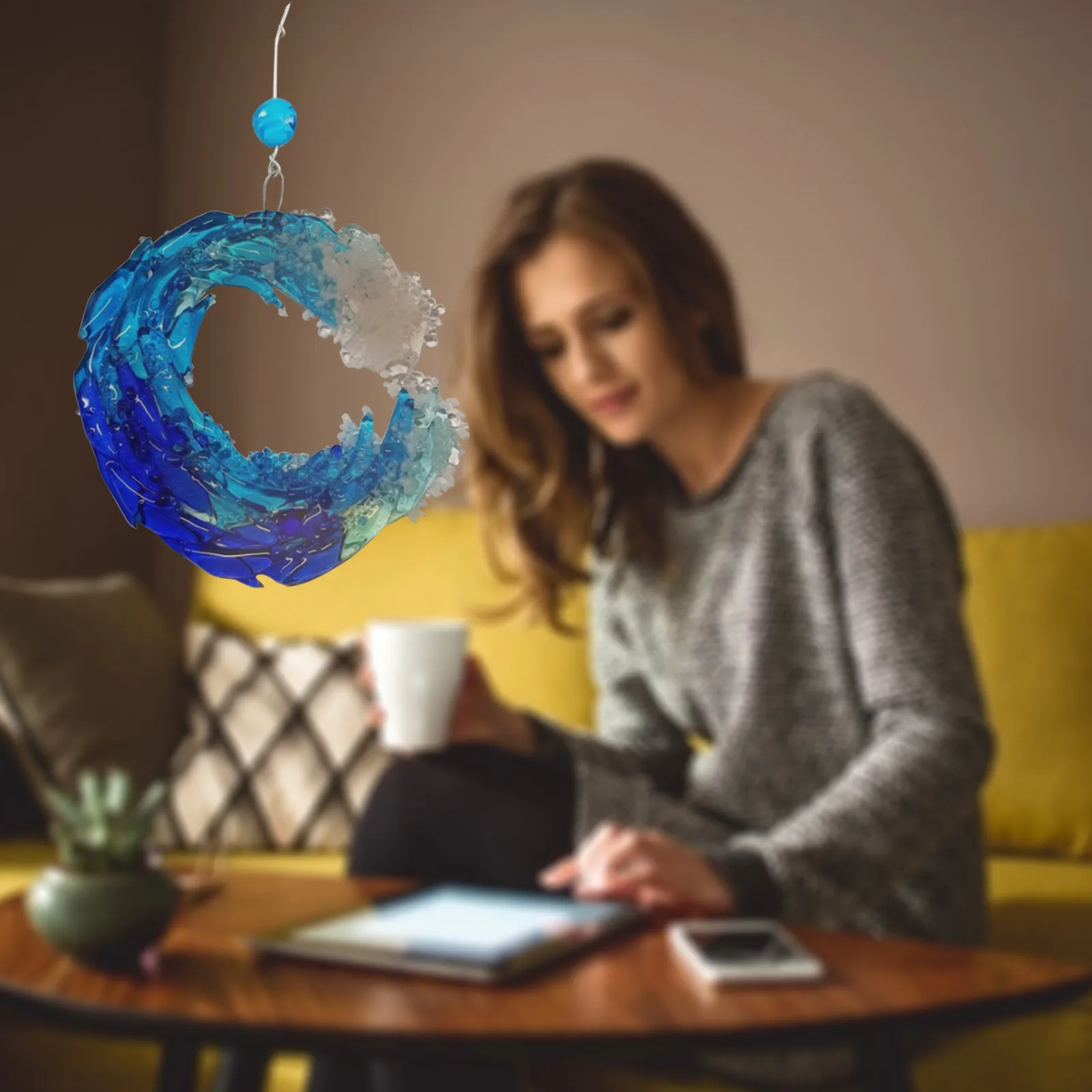 Fused Ocean Suncatcher Ornament Glass Wave Sun Acrylic Outdoor Indoor Ocean Catching Decoration Home Decor Children Gift #LR3 3