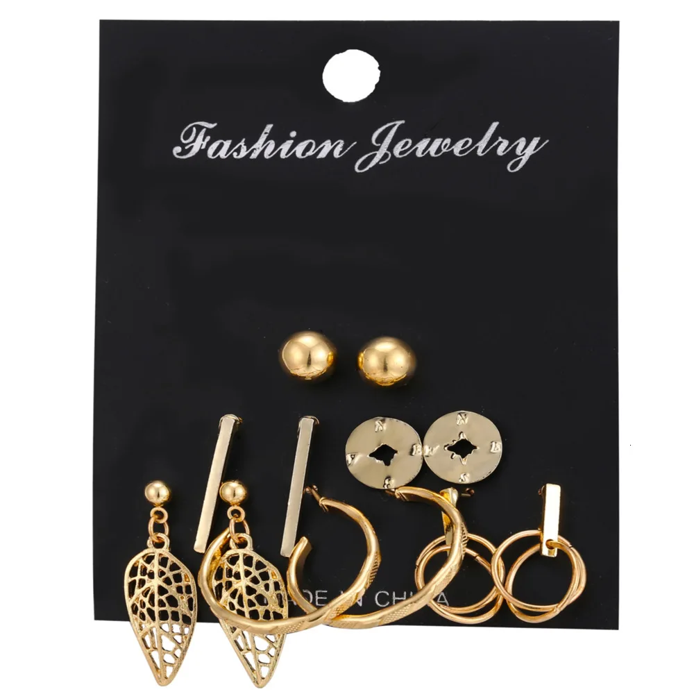 

Punk 6 Pairs Earrings Set Brincos Mixed Stud Earrings For Women Statement Ear Studs Fashion Ball Jewelry Wholesale Earrings