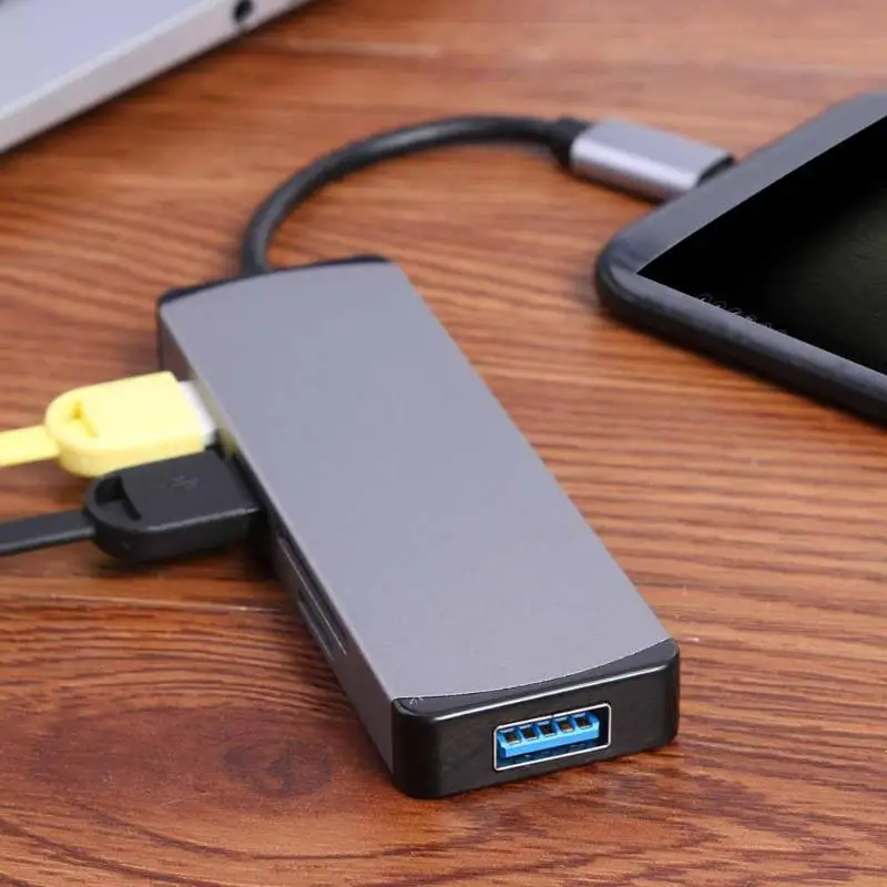 Cabledeconn F0503 5-в-1 Тип-C концентратор Тип C Male к 3 USB3.0 TF/Слот для карт памяти Женский конвертер