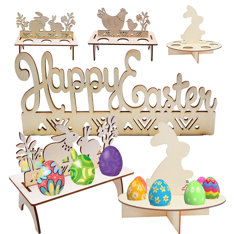 

Easter Rabbit Wooden Decoration DIY Wood Hanging Cute Bunny Easter Table Ornaments Party Supplies Wood Crafts