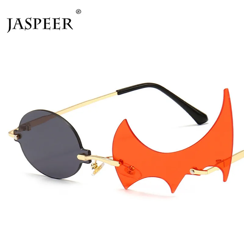 Солнцезащитные очки без оправы JASPEER Steampunk es UV400 нестандартные солнцезащитные в