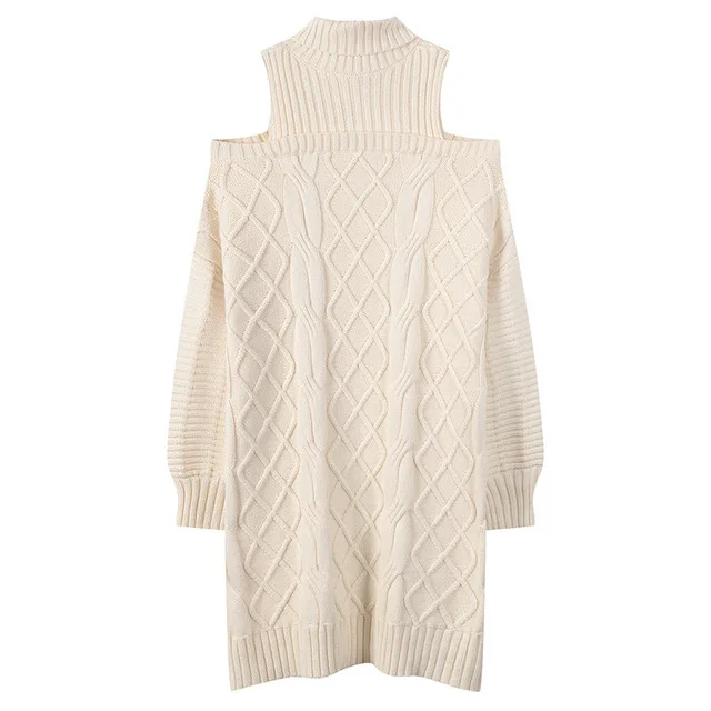 Sweater Dress Women Pullover Jumper Autumn Winter Luxury Designer Off Shoulder Loose Long Sleeve Turtleneck Knitted Dresses