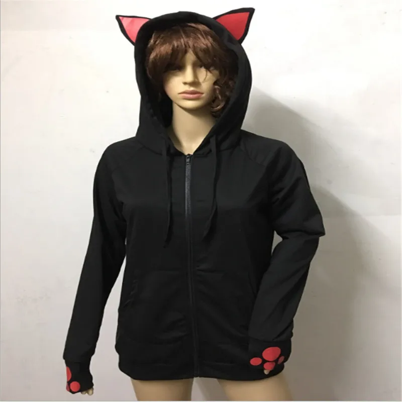 Новинка 2019 игривая толстовка с милыми кошачьими ушками осенняя и зимняя теплая