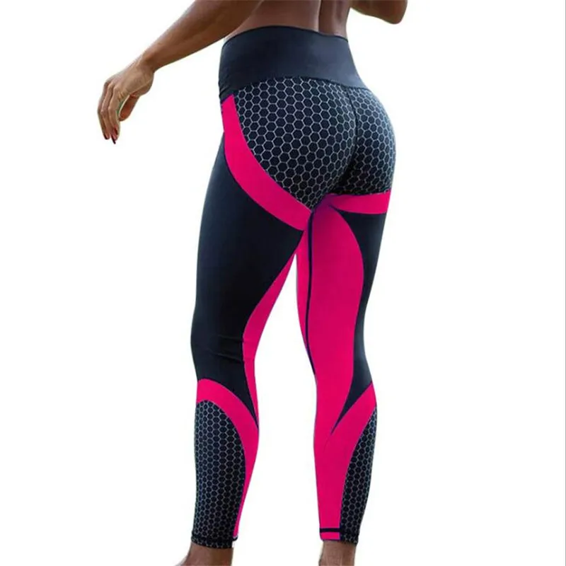 New Sexy Fitness Leggings Women Mesh Breathable Printing High Waist Sport Femme Workout Push Up Elastic Slim Jogging Pants