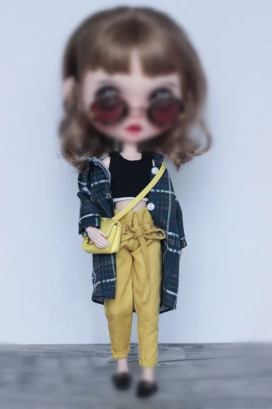 Новая кукла 1/6 клетчатое пальто Blyth pants Azone наряд(подходит для Блит, BJD, azone, pullip, Lai, ICY, кукла 1/6