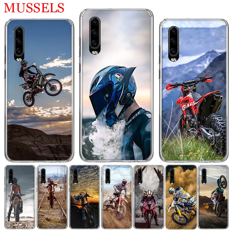 

Motocross Cross Dirtbikes Cover Phone Case For Huawei P30 P20 Mate 20 10 Pro P10 Lite P Smart + Plus Z 2019 Customized Coque