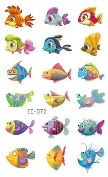 

Child Temporary Tattoo Sticker Cartoon Anime Fish Design Body Art Water Transfer Tatoo Waterproof Fake Tattoo Sticker Boy Girl