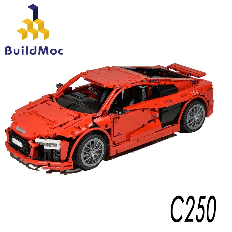 BuildMoc для MOC Lamborghini Audi R8 V10 Ferrarii 458 Строительные блоки Набор игрушек DIY развивающий подарок для детей на день рождения