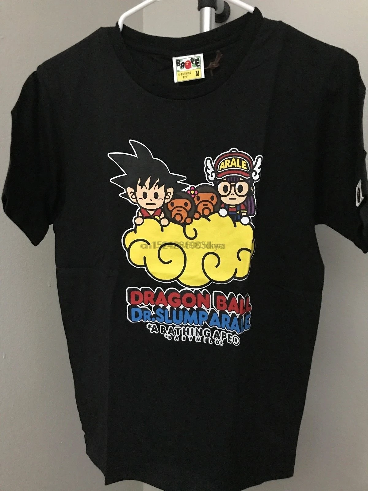 Черная футболка с обезьянкой Arale Dragon Goku milo размер S-M маленькие средние для купания