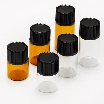 

10pcs PVC Amber Essential Oil Bottle 1/2/3 ML Thin Glass Small Brown Perfume Oil Vials Sample Test Bottle Reducer With Orifice