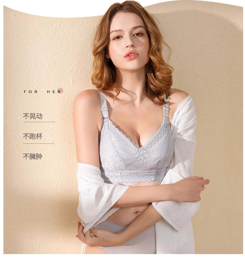 

2019 Summer Wire Free Gathered Breathable Comfort Ultra-thin Women Bra Anti-sagging Lace Sexy Large Size Underwear Female A5805