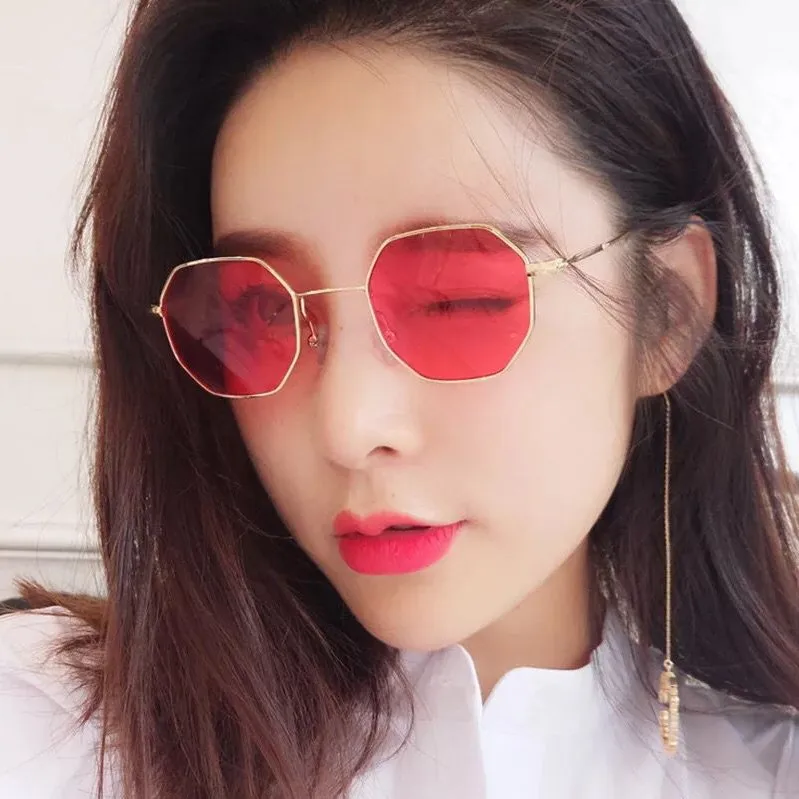 

RMM brand Fashion New Polygon Creative transparent Ocean Lens Sunglasses Octagonal Trendsetter Sunglasses Metal Frame Glasses