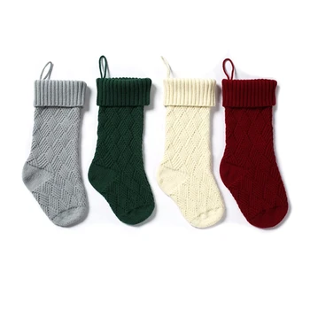 

4-Piece Set of Knitted Christmas Socks Gift Bag Decoration Christmas Decoration Wall Decoration