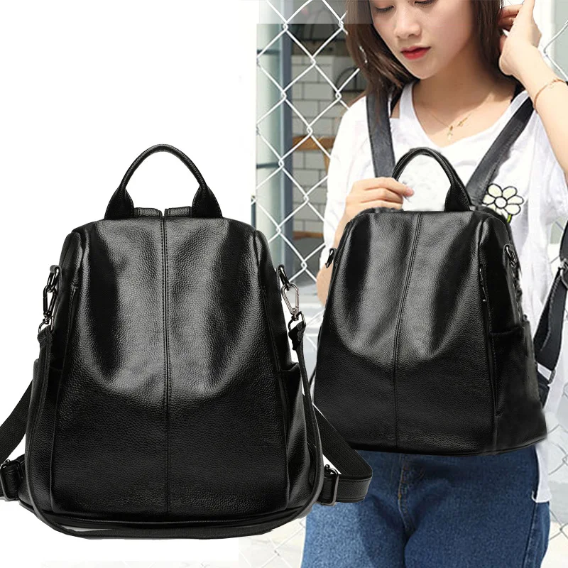 

WOMEN'S Backpack Women's 2019 New Style Korean-style Versitile Fashion Hide Substance Backpack Casual School Bag Girl'S Pu Soft