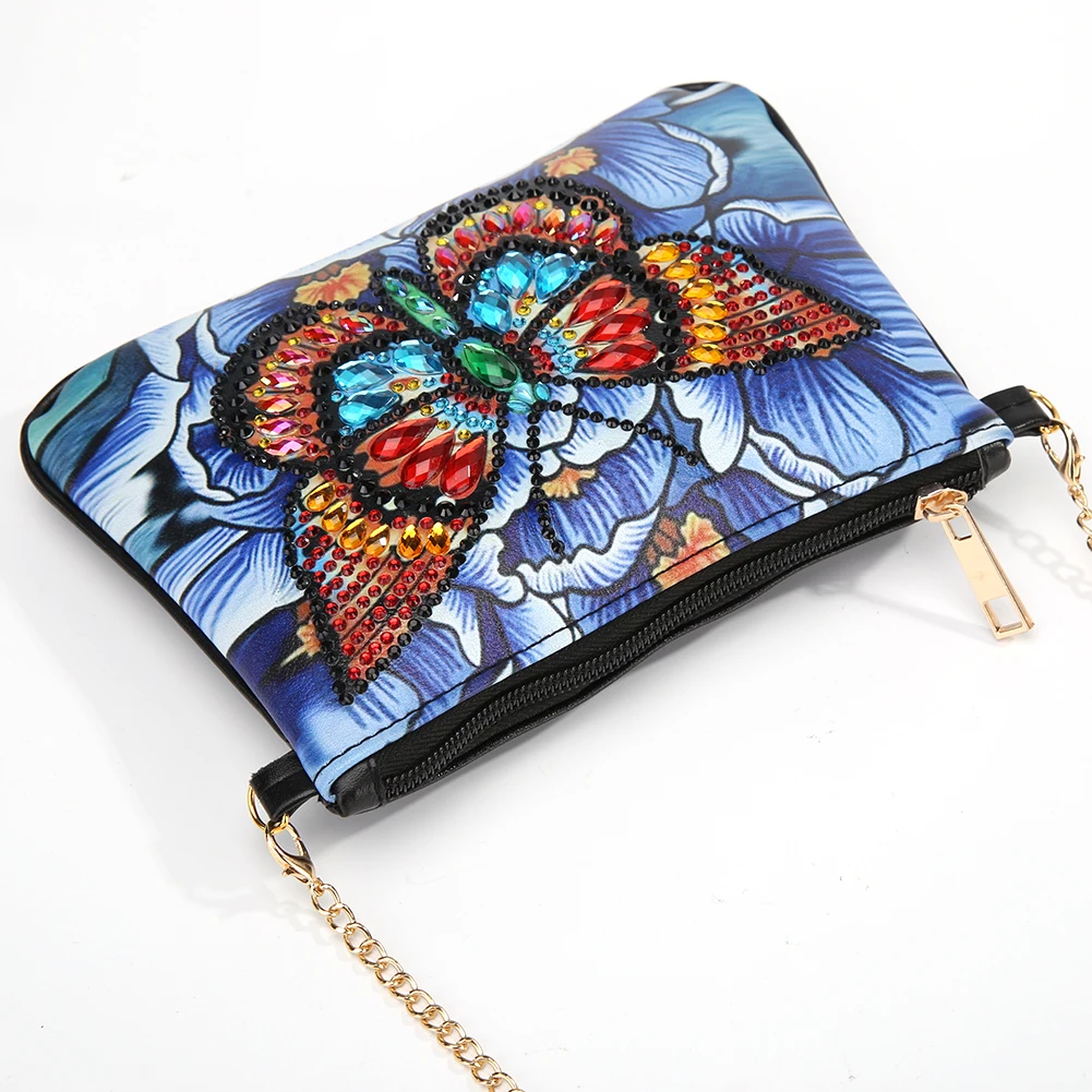 5D Diamond Painting Butterfly Flower Leather Crossbody Chain Bags