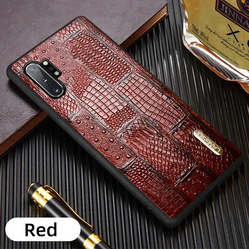 Модный кожаный чехол для samsung A50 a30 a70 s7 edge s10e s 8 9 задняя крышка для Galaxy Note 10 plus a7 a8 a9 fundas - Цвет: Красный