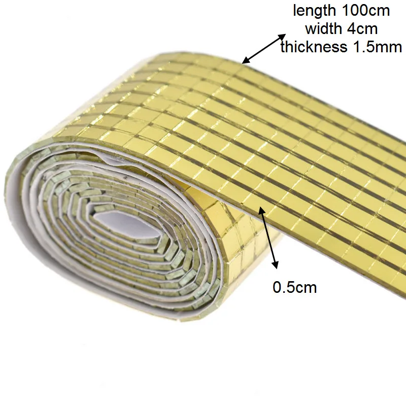 She Love, 1 рулон, золото, розовое золото, цвет, самоклеющиеся квадратные зеркала, мозаичная плитка для Diy, ручная работа, стеклянные изделия, украшение для дома - Цвет: Gold