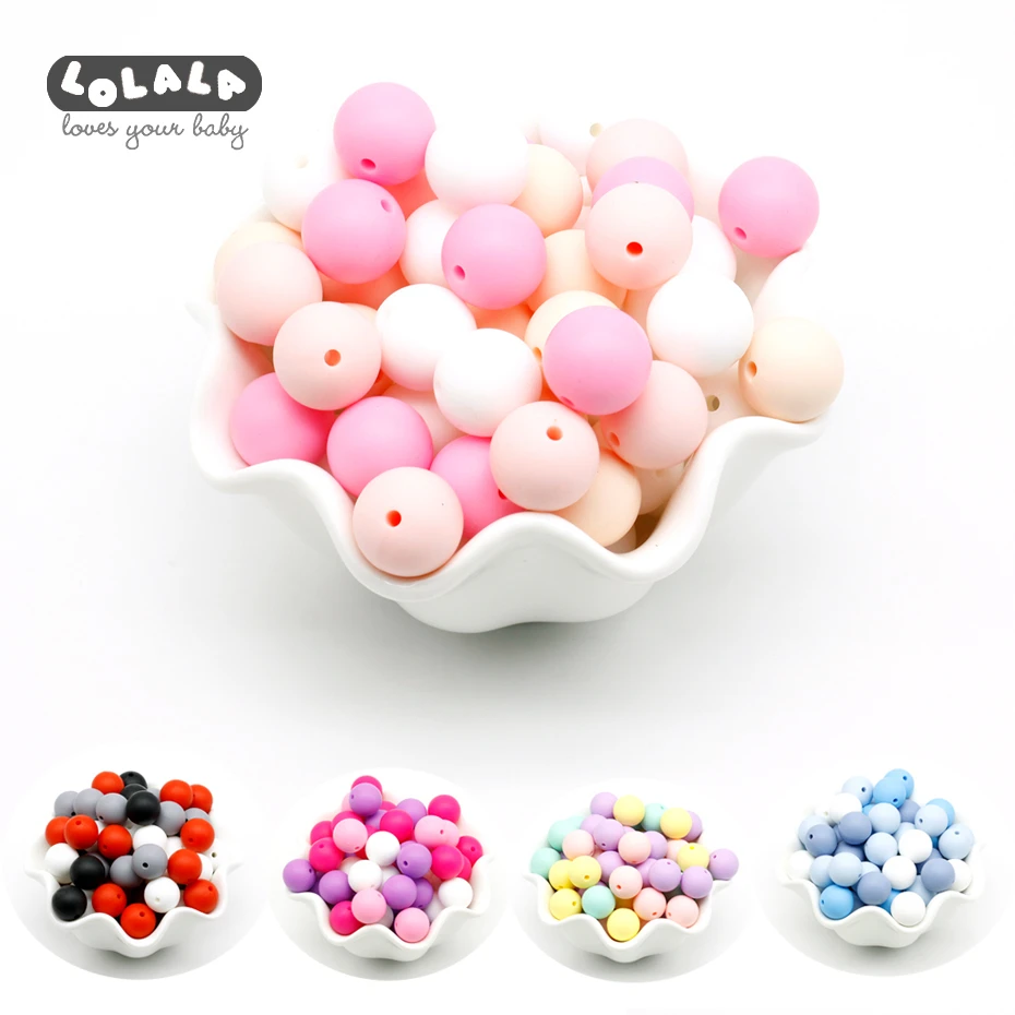 12mm 30pc Silicone Beads Food Grade Silicone Baby Teething Products Chews Pacifier Chain Clips Beads Baby Teethers