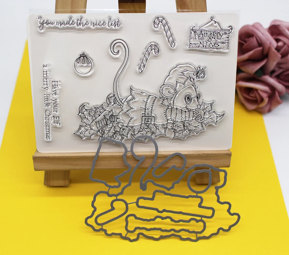 

Gift clear stamps and dies Christmas Metal Cutting Dies set for Scrapbooking Paper Card craft Embossing stencils mold