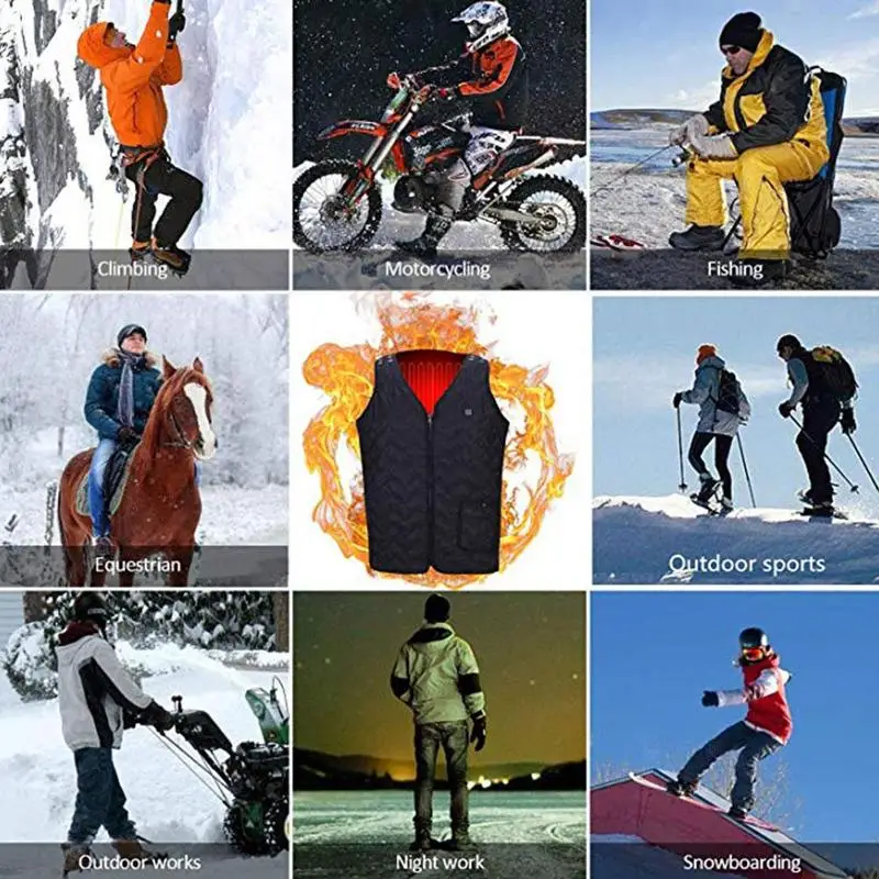 Для мужчин и женщин, USB нагревательный жилет с электрическим подогревом, пуховая куртка, грелки, зимнее теплое пальто для кемпинга на открытом воздухе