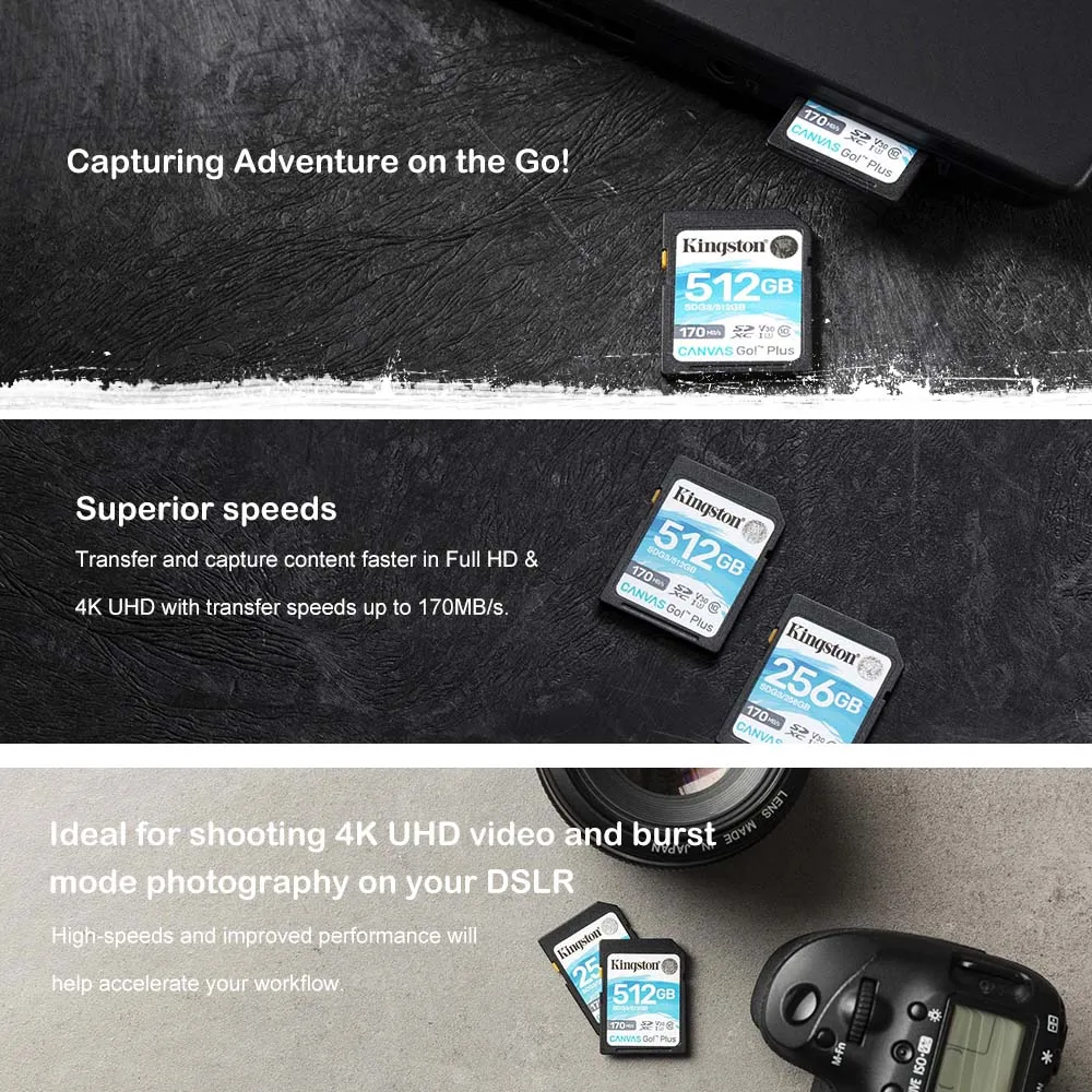 Cartes microSD Plus Canvas Go! de classe 10 - V30, A2 - 64Go-512Go -  Kingston Technology