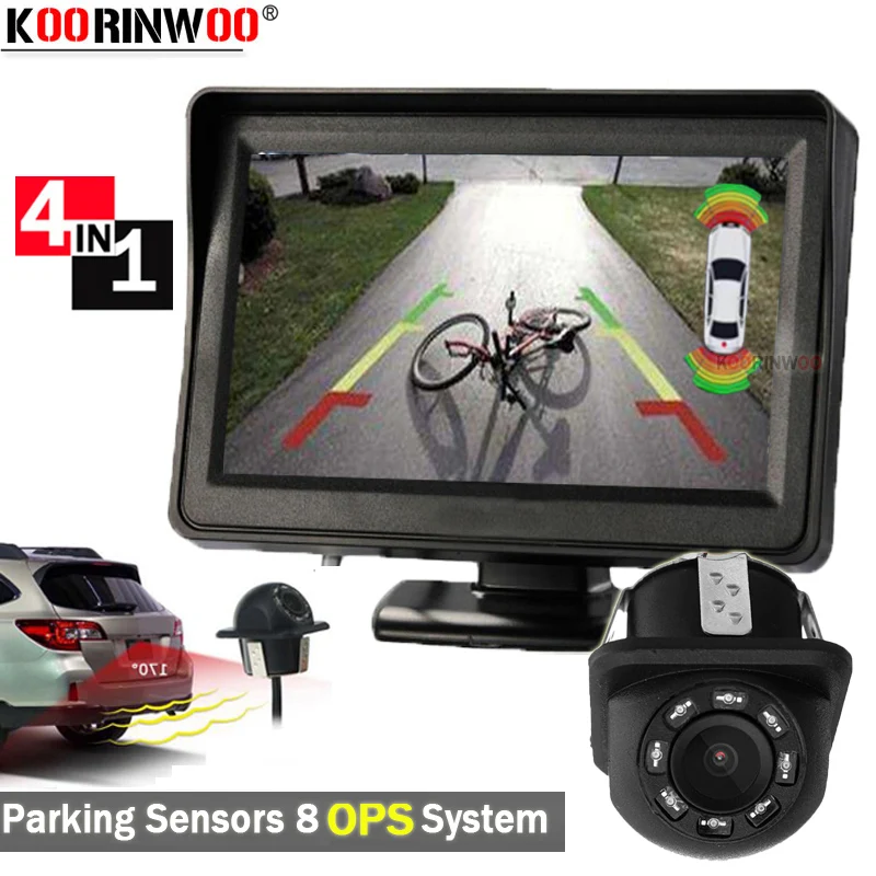 

Koorinwoo Electromagnetic park sensor OPS System Parktronic With Camera For Sony AHD 8 Car parking Sensor LCD screen car alarm