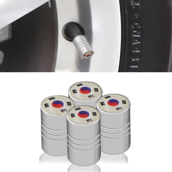 

4pc car style metal car wheel tire Valve cap car badge emblem south korea flag logo for ssangyong Hyundai Kia car accessories