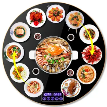 

GR-2018 Round 100cm Meal Insulation Board Household Warming Board Hot Cutting Board Heating Warming Plate Dining Table Multifunc