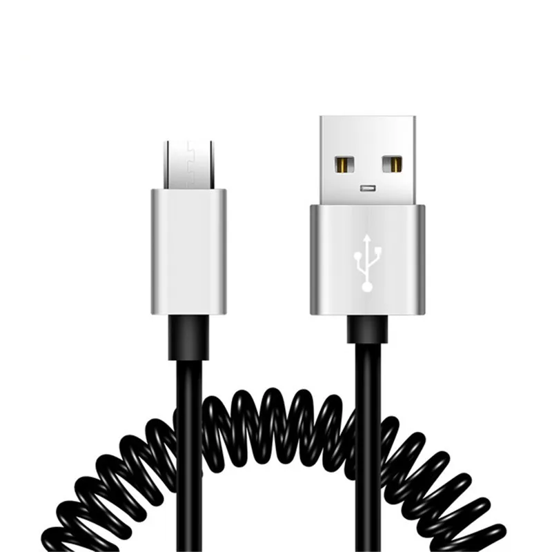 Гибкий эластичный растягивающийся Micro USB кабель для samsung Galaxy A10s A10 M10 A7 A6 J4 J6 Plus кабель для синхронизации данных и зарядки - Цвет: Серебристый