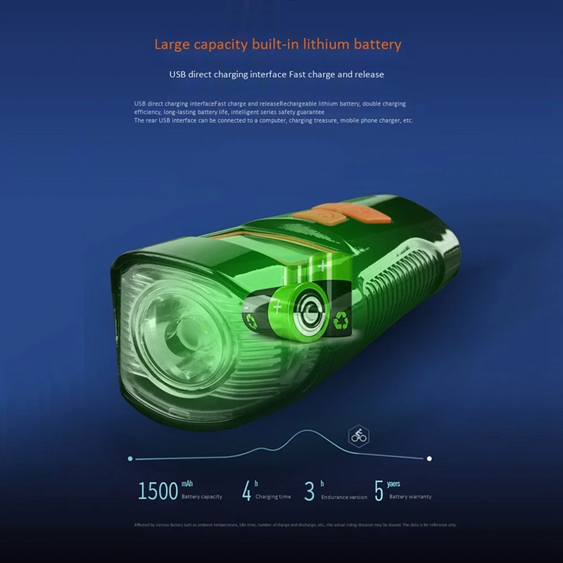 BMDT-фонари велосипедные многофункциональные велосипедные фары Usb Перезаряжаемый водонепроницаемый фонарик для велосипеда и электрический звонок An