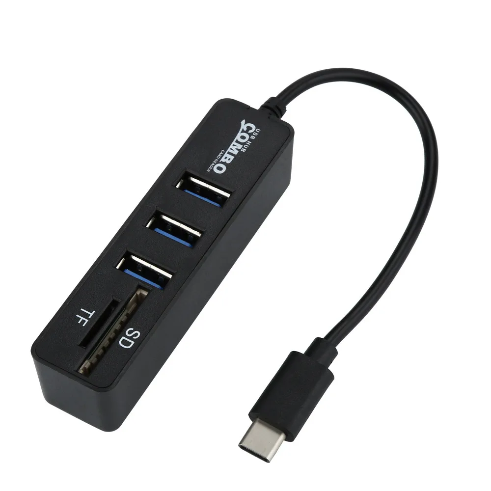 Reducido Adaptador multidivisor tipo C USB OTG 2,0, Hub con 3 puertos USB y SD/lector de tarjetas TF, Combo para Accesorios de ordenador pBQKMDwrpw3