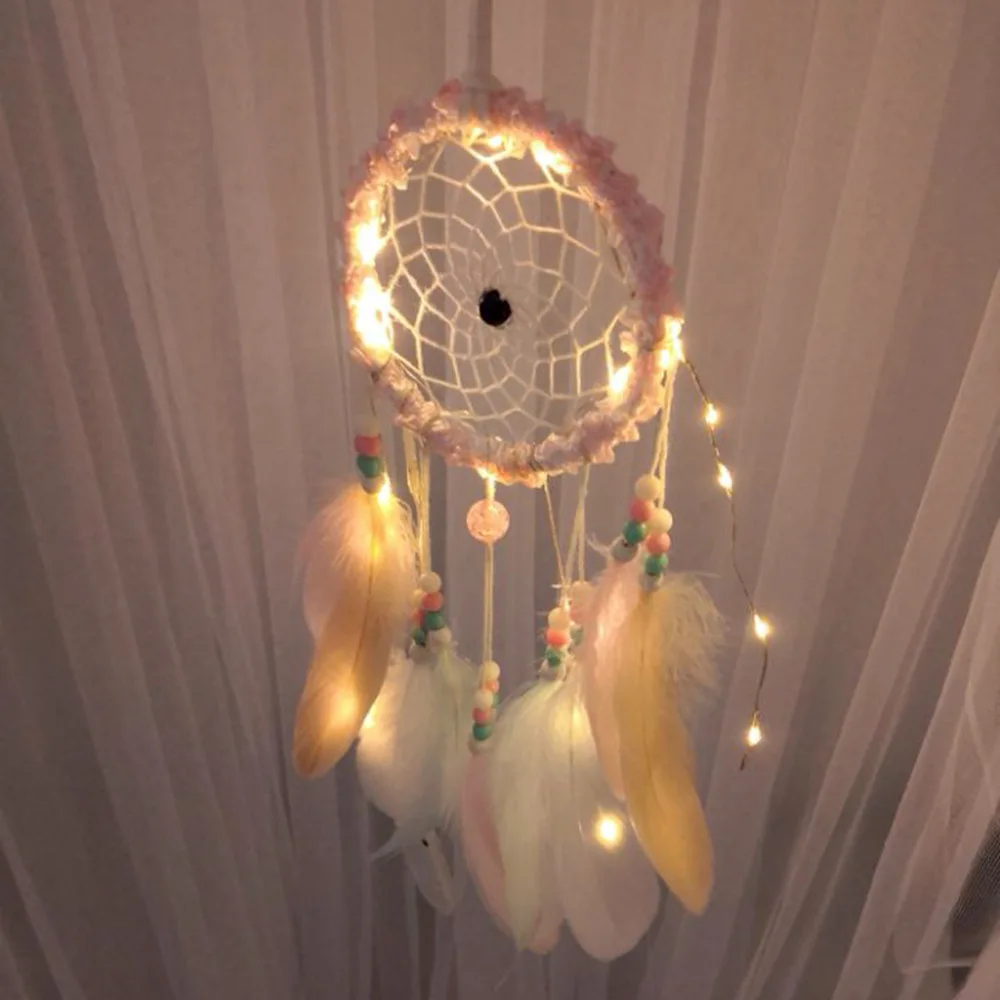 Creative feather crafts capture dream net sky clouds hanging original flowers and cloud lanterns wind chimes room decoration | Дом и сад
