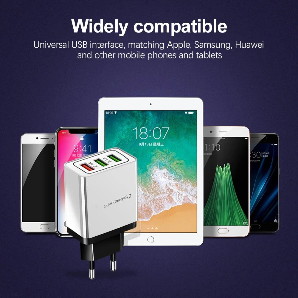 Быстрая зарядка QC 3,0 Smart Fast 3 USB настенное зарядное устройство для Xiaomi samsung huawei адаптер быстрой зарядки турбо мобильный телефон