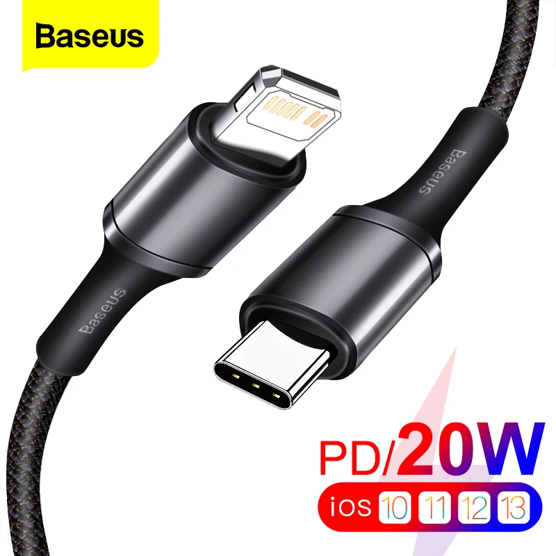 Baseus 20W PD USB Type C Cable for iPhone 12 11 Pro Xs Max Fast Charging Charger for MacBook iPad Pro Type-C USBC Data Wire Cord