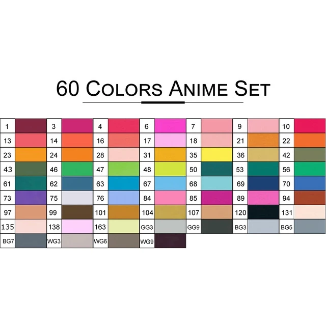 60Color Anime set TouchFIVE маркер для рисования, 12 комплектов/30/40/60/80/168 Цвета аниме студент эскиз конструкции манга спиртовой фломастер для Рисование граффити маркеры фломастеры - Цвет: 60Color Anime set