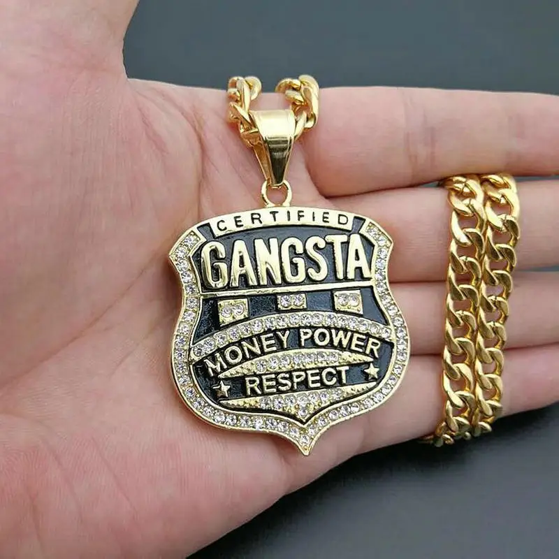 Мужская подвеска из нержавеющей стали gangsta черная Gang | Украшения и аксессуары